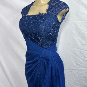Marsoni by Colors‎ Royal Blue Lace Cap Sleeve Prom Dress zs 6